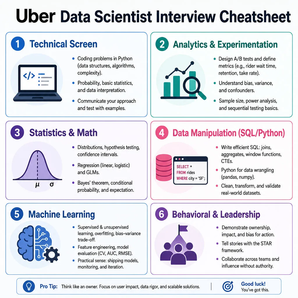 Uber Data Scientist Interview Cheatsheet cover