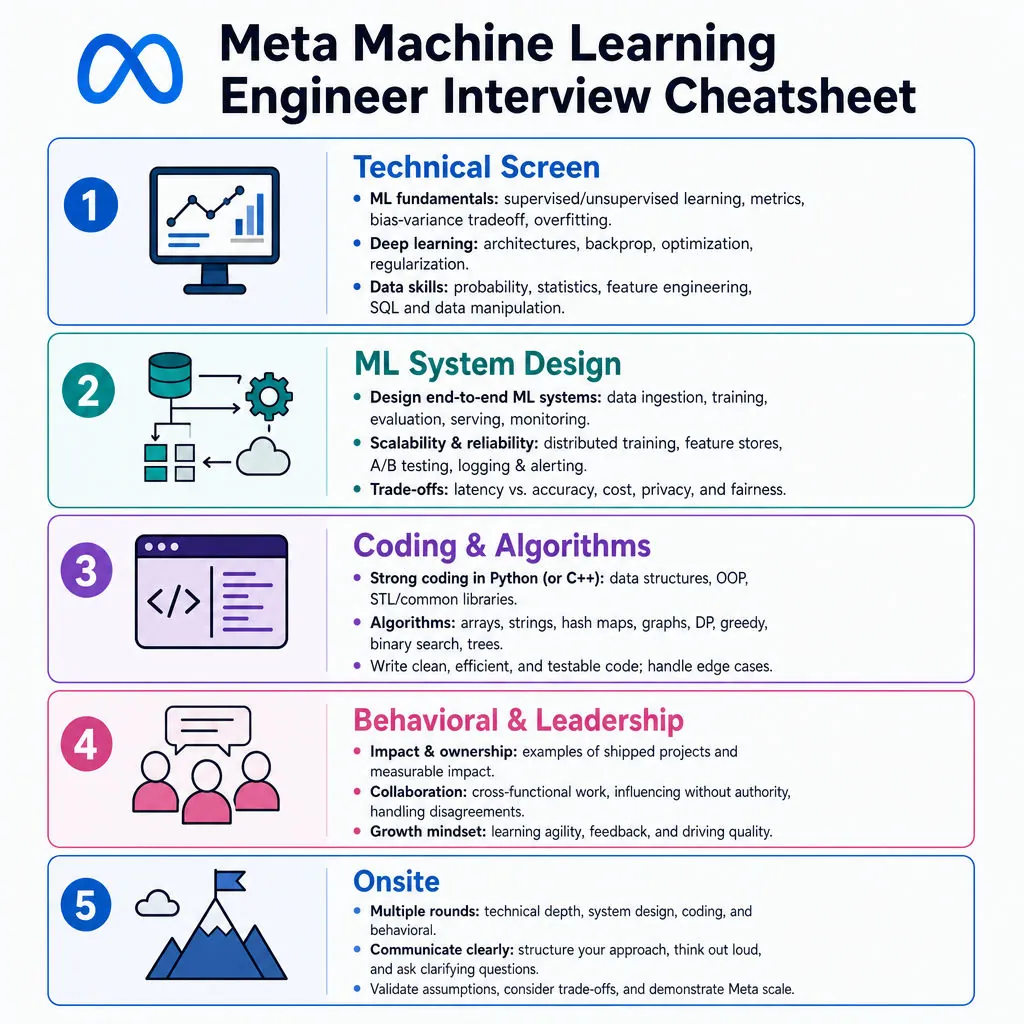 Meta Machine Learning Engineer Interview Cheatsheet cover