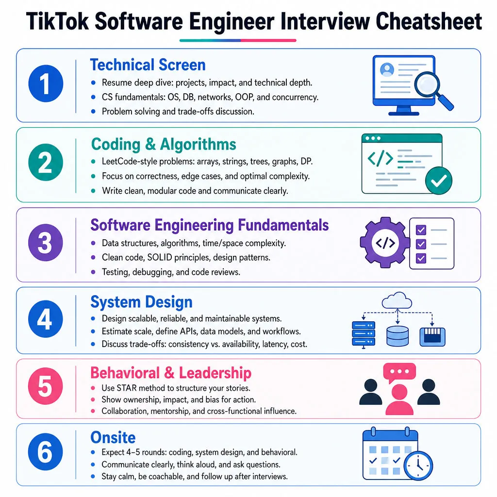 TikTok Software Engineer Interview Cheatsheet cover