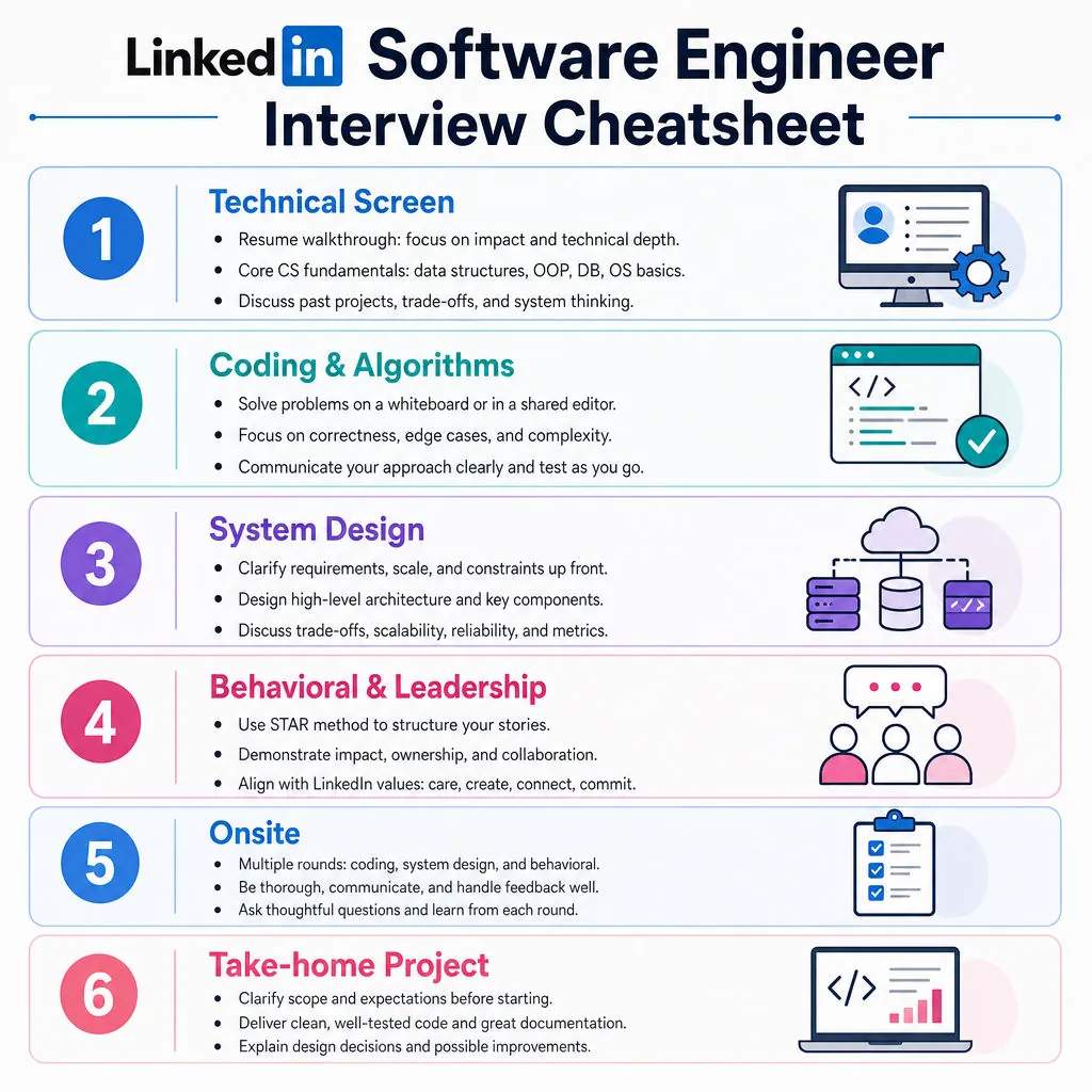 LinkedIn Software Engineer Interview Cheatsheet cover