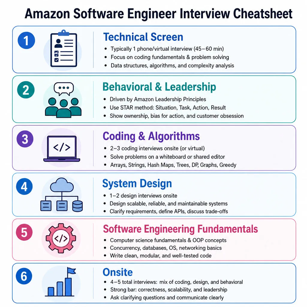 Amazon Software Engineer Interview Cheatsheet cover